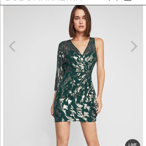 metallic faux wrap dress